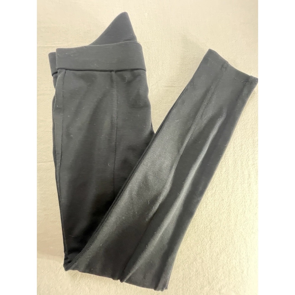 Michael Kors Black Stretch Pants Slim Straight Leg Size Sm Gold Logo Career